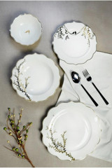 Paçi Chine Flora 24 Parça 6 Kişilik Desenli Bone China Porselen Yuvarlak Yemek Takımı