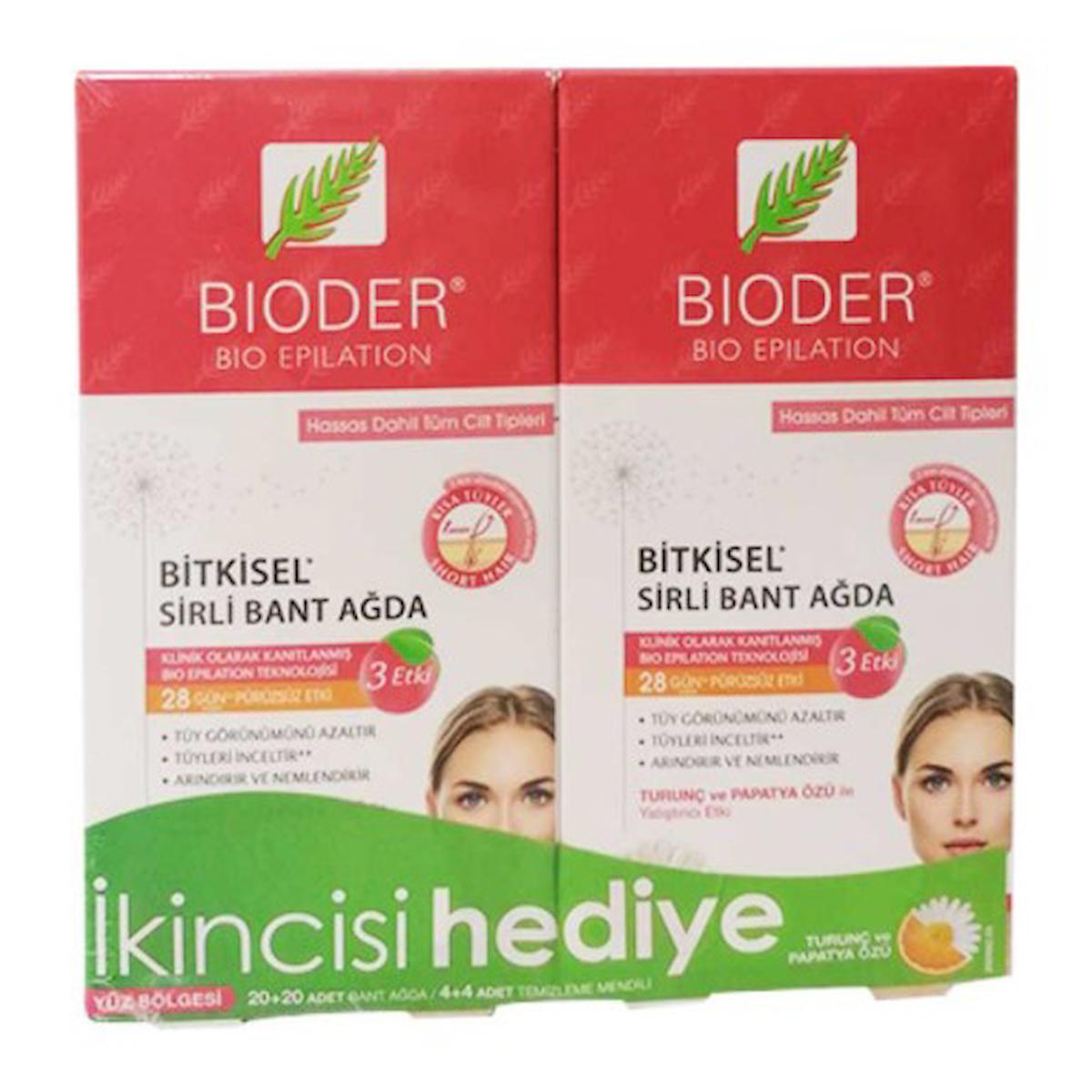 Bioder Hassas Ciltler 2x20 Adet Kadın Yüz Sir Ağda Bandı