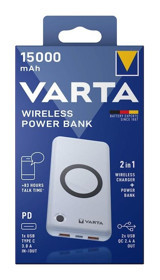 Varta 57908 15000 mAh Hızlı Şarj Işıklı Type C-USB Kablosuz Powerbank Beyaz