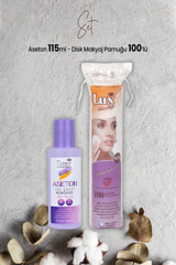 Lux Aseton 115 ml + Lux Disk Makyaj Pamuğu 100'lü