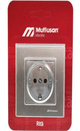 Mutlusan Rita Çerçeveli Topraklı Sıva Üstü Tekli Priz Gri