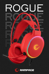 Rampage Rogue 7.1 USB Mikrofonlu Kablolu Kulak Üstü Kulaklık Kırmızı