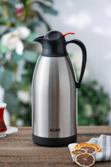 Acar Paslanmaz Çelik 3.5 lt Çaydanlık Termos Gümüş - Siyah