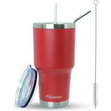 Achimenes Big Pot Paslanmaz Çelik 890 ml Pipetli Outdoor Bardak Termos Kırmızı