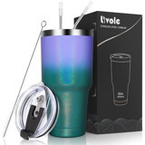 Livole Paslanmaz Çelik 900 ml Pipetli Outdoor Bardak Termos Mavi