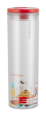 Starbucks Istanbul Konseptli Plastik 480 ml Matara Termos Beyaz