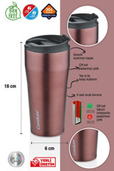 Cooker CKR 2050 Paslanmaz Çelik 400 ml Outdoor Matara Termos Kahverengi
