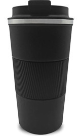 Aliyosso Paslanmaz Çelik-Silikon 500 ml Outdoor Bardak Termos Siyah