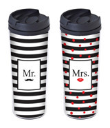 Allmug Mr & Mrs Plastik 380 ml Outdoor Matara Termos Beyaz - Siyah