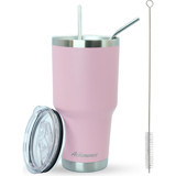 Achimenes Big Pot Paslanmaz Çelik 890 ml Pipetli Outdoor Bardak Termos Pembe