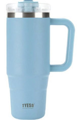 Tyeso QQ Paslanmaz Çelik 900 ml Pipetli Outdoor Matara Termos Mavi