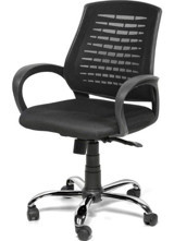 Büro Trend Trend Polen Kolçaklı Dönerli Siyah Krom Ayaklı Çalışma Sandalyesi