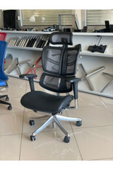 Bürosan Fly Başlıklı Kolçaklı Dönerli Siyah Çalışma Sandalyesi