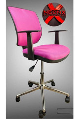 Neonx Small Kolçaklı Dönerli Krom-Pembe Çalışma Sandalyesi