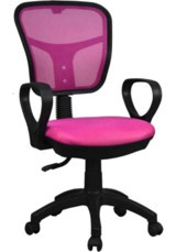 Bob Fileli Kolçaklı Dönerli Pembe Çalışma Sandalyesi