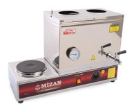 Mizan Çay Kazanı Demlikli Işıklı Çelik Gövdeli Gri Çay Makinesi