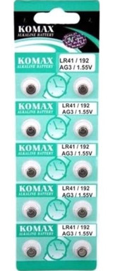 Komax LR41 1.55 V Alkalin Düğme Pil 10'lu
