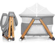 Kiwi Zoody 3 In 1 Ahşap Kapasiteli Ayarlanabilir Katlanabilir 60x110 cm Park Yatak Gri