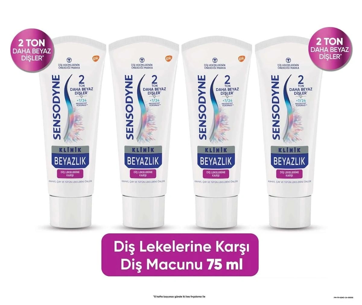 Sensodyne Klinik Beyazlık Naneli Florürlü Tüm Yaşlar Diş Macunu 4x75 ml