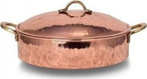 Turna Bakır Turna8163-1 Bakır 28 cm Basık Karnıyarık Tencere