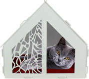 Evene Kulübe Dikdörtgen Tek Katlı İç Mekan Mdf Kedi Evi Altın