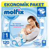 Molfix Hipoalerjenik Yenidoğan 1 Numara Göbek Oyuntulu Cırtlı Bebek Bezi 120 Adet