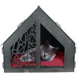 Evene Kulübe-No: 1 Dikdörtgen Tek Katlı İç Mekan Mdf Kedi Evi Siyah