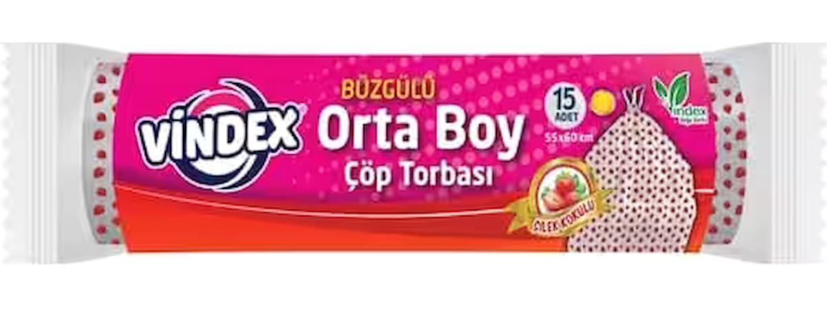 Vindex Doğa Dostu Çilek Kokulu Büzgülü Orta Boy 55x60 cm Çöp Poşeti 15 Adet Çok Renkli