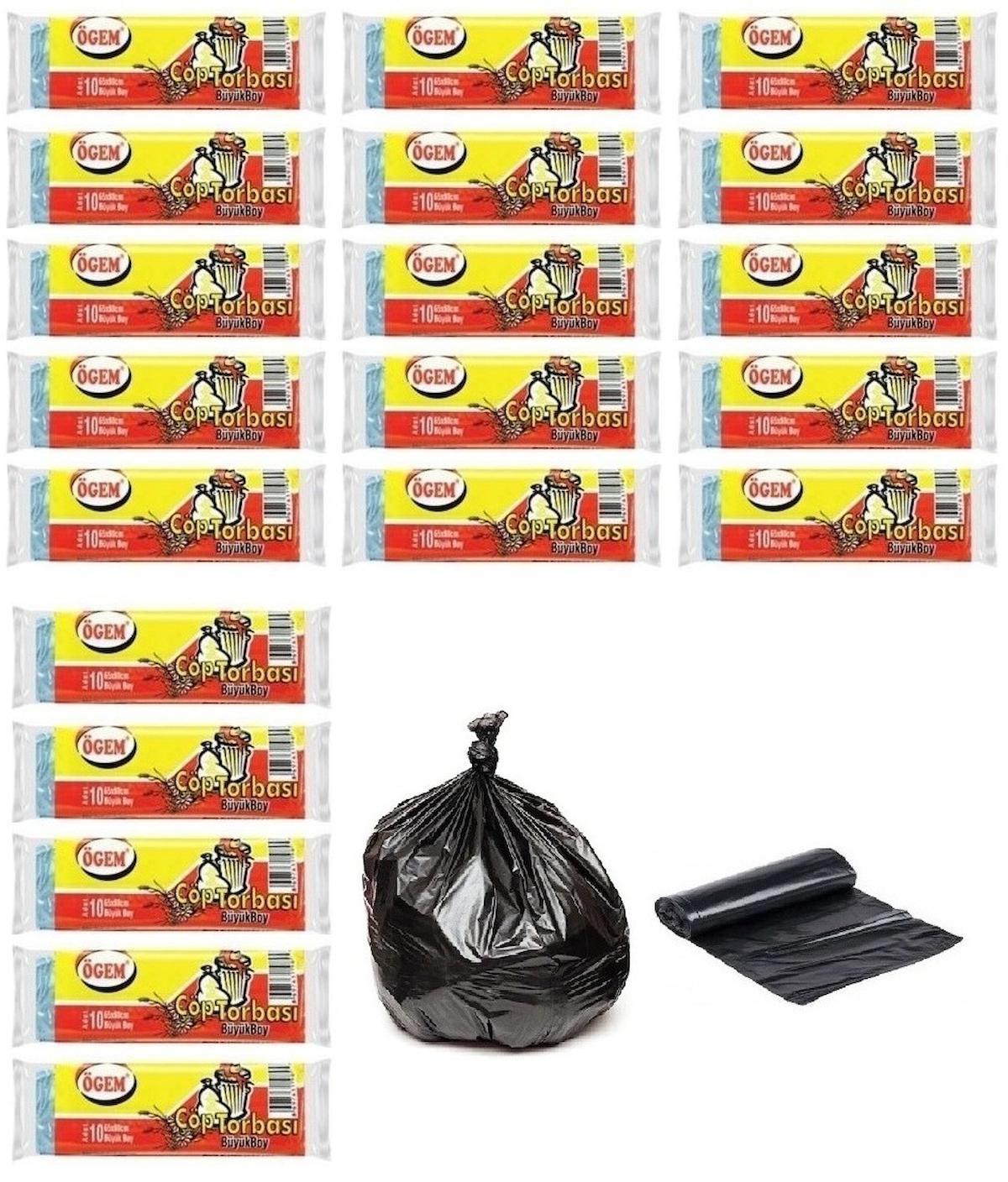 Ögem Kokulu Büyük Boy 65x80 cm Çöp Poşeti 20x10 Adet Siyah