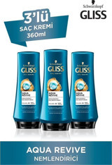 Gliss Aqua Revive Deniz Yosunu Nemlendirici Boyalı Kuru - Yıpranmış Saçlar İçin Kadın Saç Kremi 3 x 360 ml