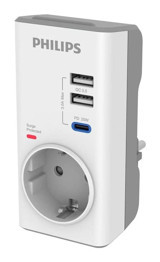 Philips Chp8010W/10 Tekli Soket Kablosuz 3'lü USB Kablosuz Çiftli Akım Korumalı Priz