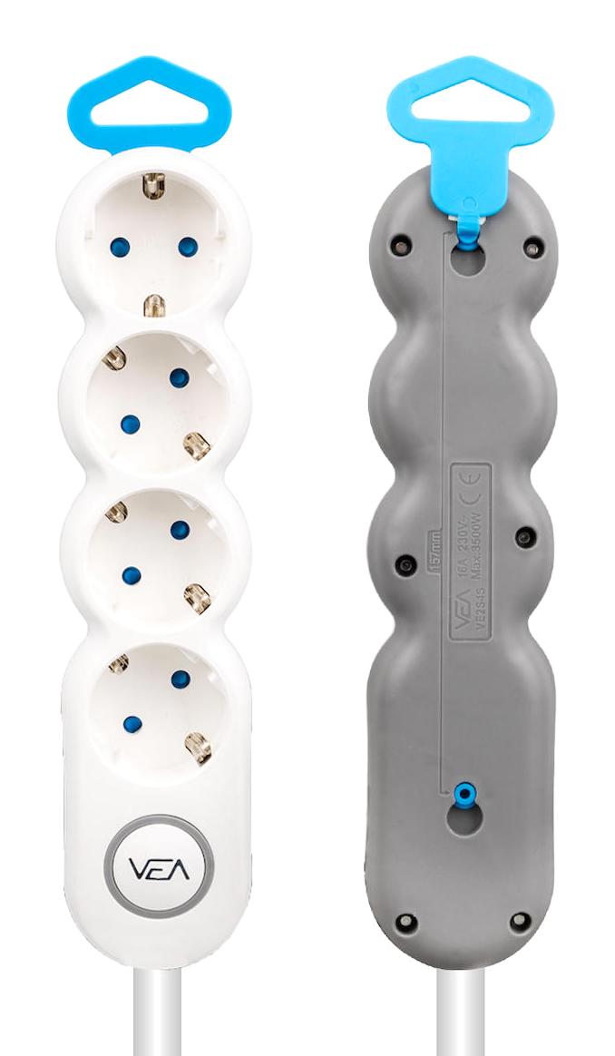 Vea VE-2S4S 4'lü Soket 1.5 metre USB Kablolu Çiftli Akım Korumalı Priz