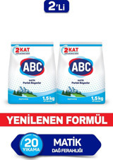 Abc Matik Dağ Ferahlığı Beyazlar İçin 40 Yıkama Toz Deterjan 2x1.5 kg