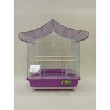 Qh Pet Cage Çatılı Dikdörtgen Metal Kanarya-Muhabbet Kuşu Kuş Kafesi Mor