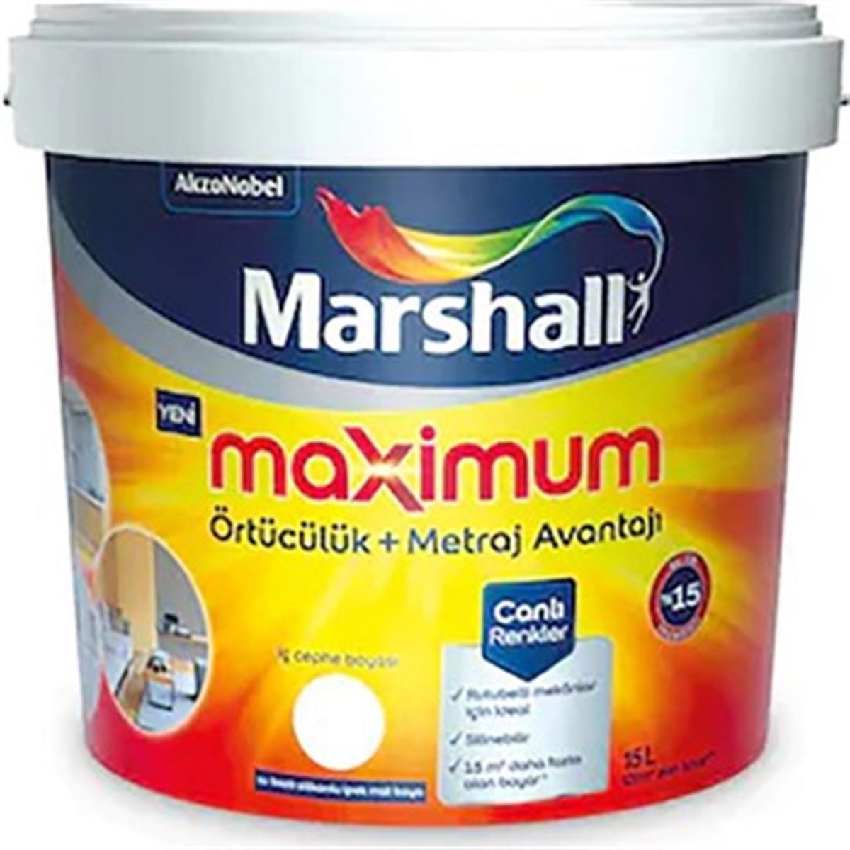 Marshall Su Bazlı Silikonlu İpek Yarı Mat İç Cephe Boyası 15 lt Baz