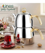 Lines Yıldız Paslanmaz Çelik Çaydanlık Gümüş
