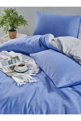Sheri Home Tekstil 160x220 cm Çarşaflı Düz Tek Kişilik Nevresim Takımı Mavi