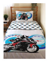 Evmila Çift Taraflı 160x220 cm Motor Tek Kişilik Nevresim Takımı Mavi