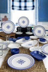 Keramika Alaçatı 29 Parça 6 Kişilik Beyaz-Mavi Desenli Stoneware Kahvaltı Takımı