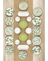 Kitchen Life Greentree Stackable 22 Parça 12 Kişilik Çok Renkli Desenli Seramik Kahvaltı Takımı