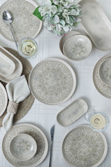 Keramika Groundlace 24 Parça 6 Kişilik Çok Renkli Desenli Stoneware Kahvaltı Takımı