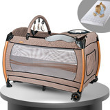 Baby Home 600 Nanny Alüminyum 11 kg Kapasiteli Taşınabilir Katlanabilir Ara Katlı 70x110 cm Sallanan Anne Yanı Park Yatak Bej