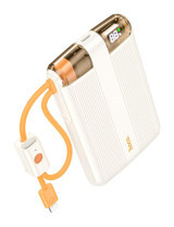 Hoco J127 10000 mAh Işıklı Dijital Göstergeli Micro USB-Lighthing-Type C Çoklu Bağlantı Powerbank Siyah-Beyaz