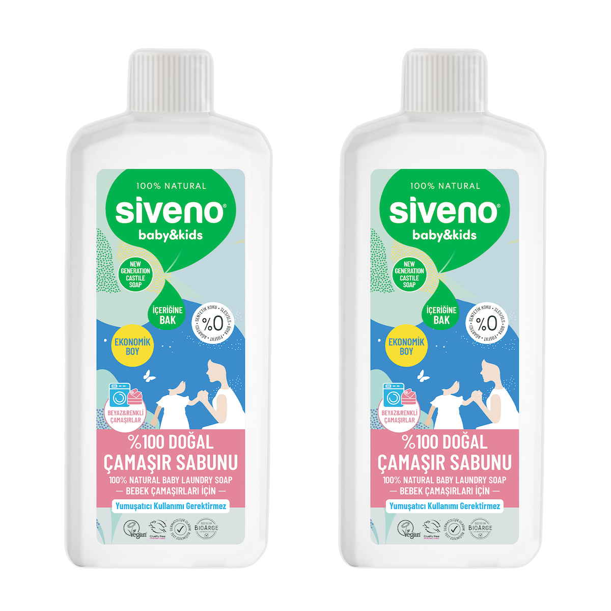 Siveno Organik Bitkisel 2x1 lt Sıvı Çamaşır Sabunu