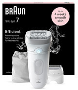 Braun Silk-Epil 7 7-041 Genital Bölge Koltuk Altı için 40 Cımbızlı 3 Başlıklı Kablosuz Işıklı Islak Kuru Epilasyon Aleti Beyaz