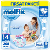 Molfix 4+ Numara Cırtlı Bebek Bezi 4x52'li
