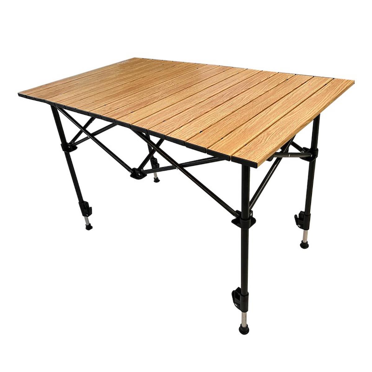Falcon Teleskopik 95x55 cm Çantalı Dikdörtgen Alüminyum Gövdeli Ahşap Kamp Masası