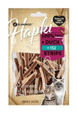 Flamingo Hapki Strips Balık-Ördek Kısırlaştırılmış Tahıllı Yetişkin Kedi Ödül Maması 85 gr