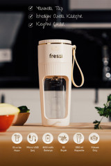 Fressi FR-BL0318 500 ml Cam Turbo Fonksiyonlu 4 Bıçaklı Tekli Mini Smoothie Blender Beyaz