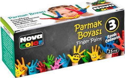 Nova Color Nc-137 Yıkanabilir 25 ml 3'lü Çok Renkli Parmak Boyası